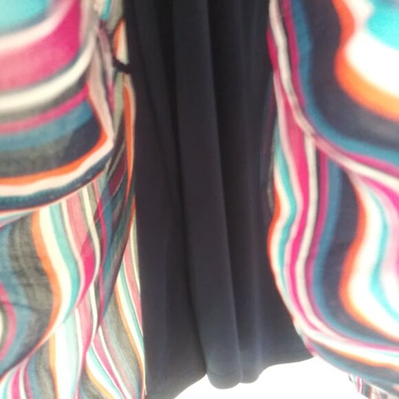 Wonder Nation Girl's size 18 navy blue multicolored  striped dress - Picture 4 of 16